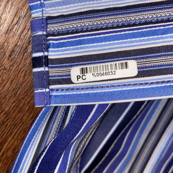 Bugatchi UOMO Blue Pinstriped Long Sleeve Button Down Mens Dress Shirt-Size M - Picture 8 of 10